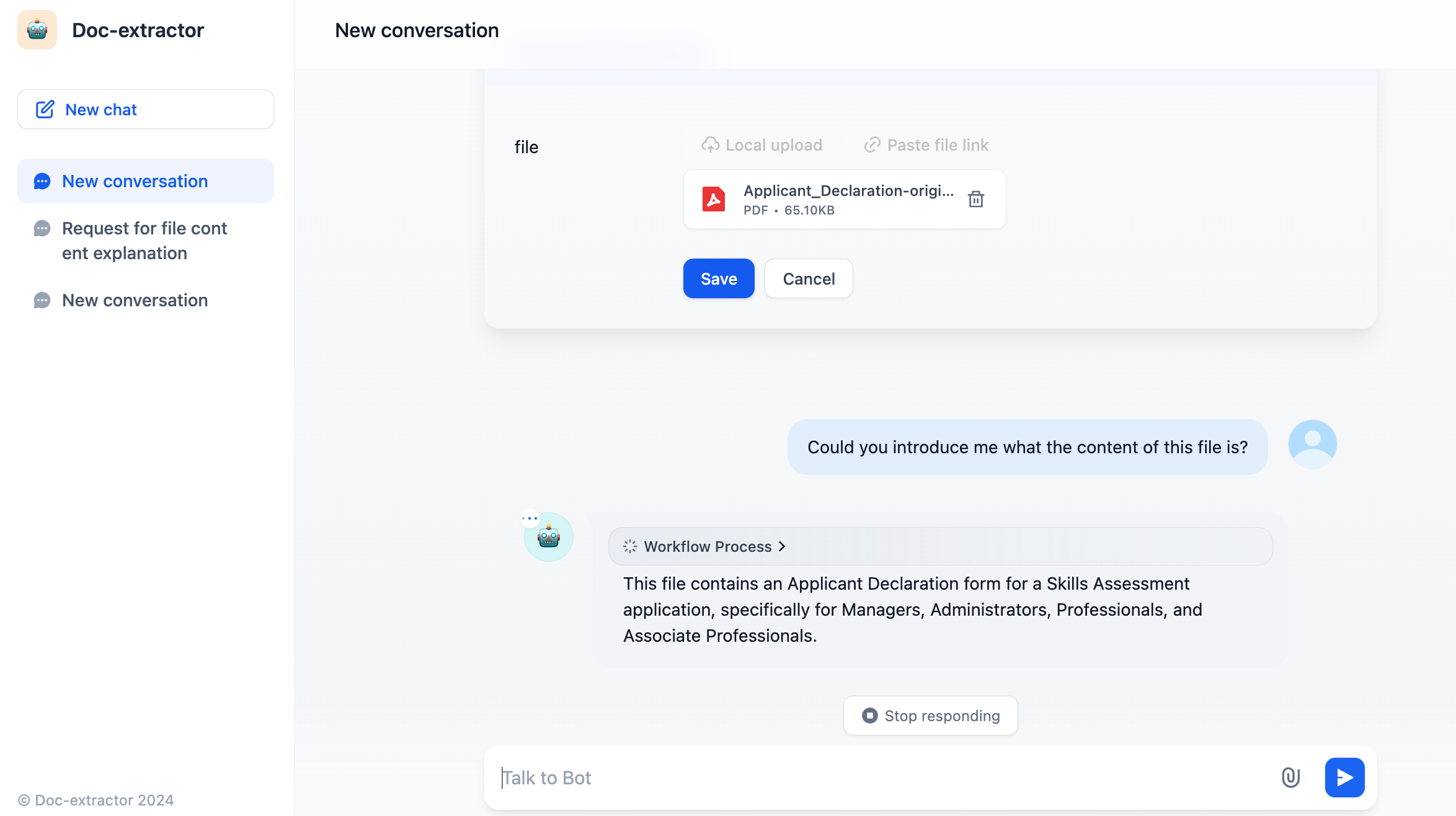 Chat with PDF interface