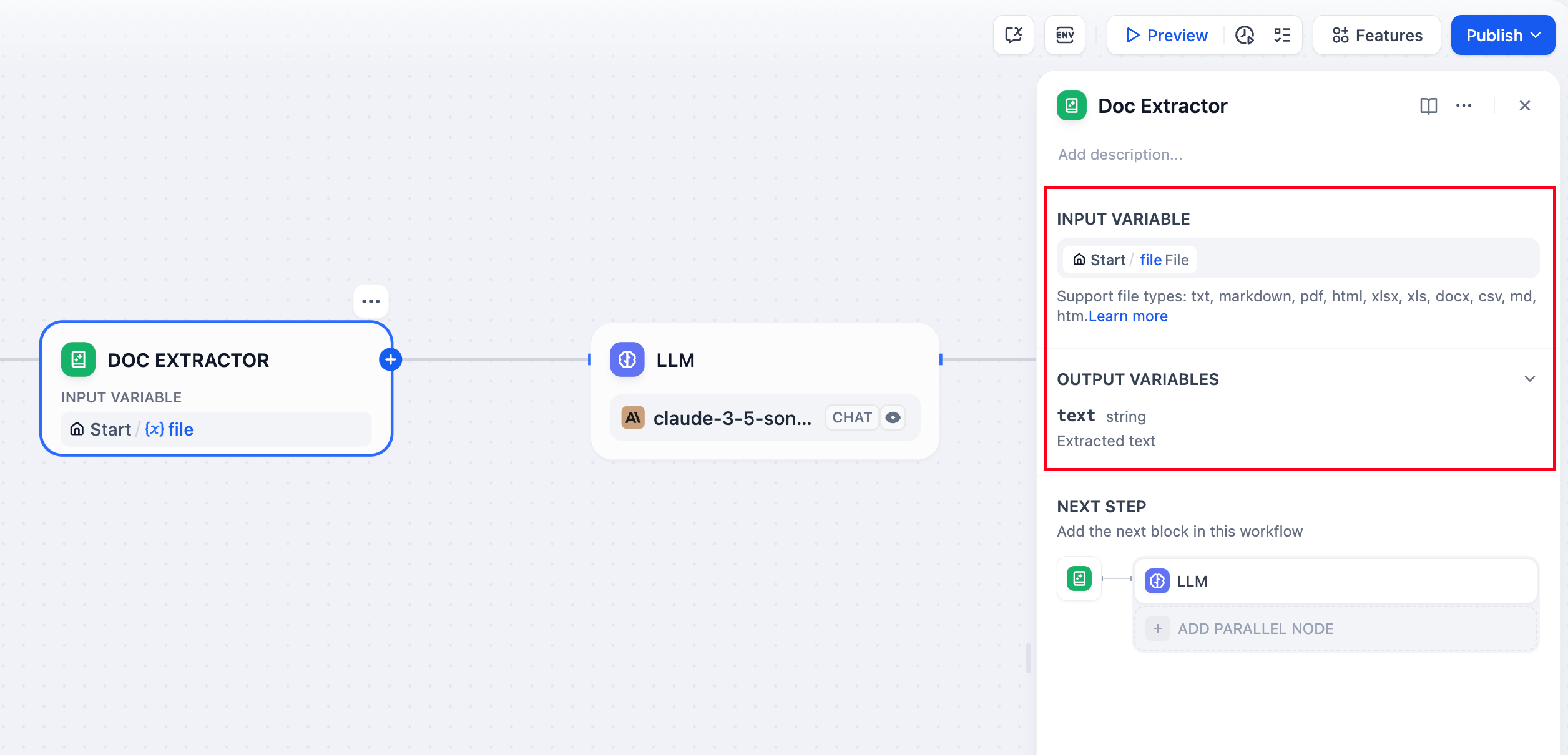 Document extractor interface