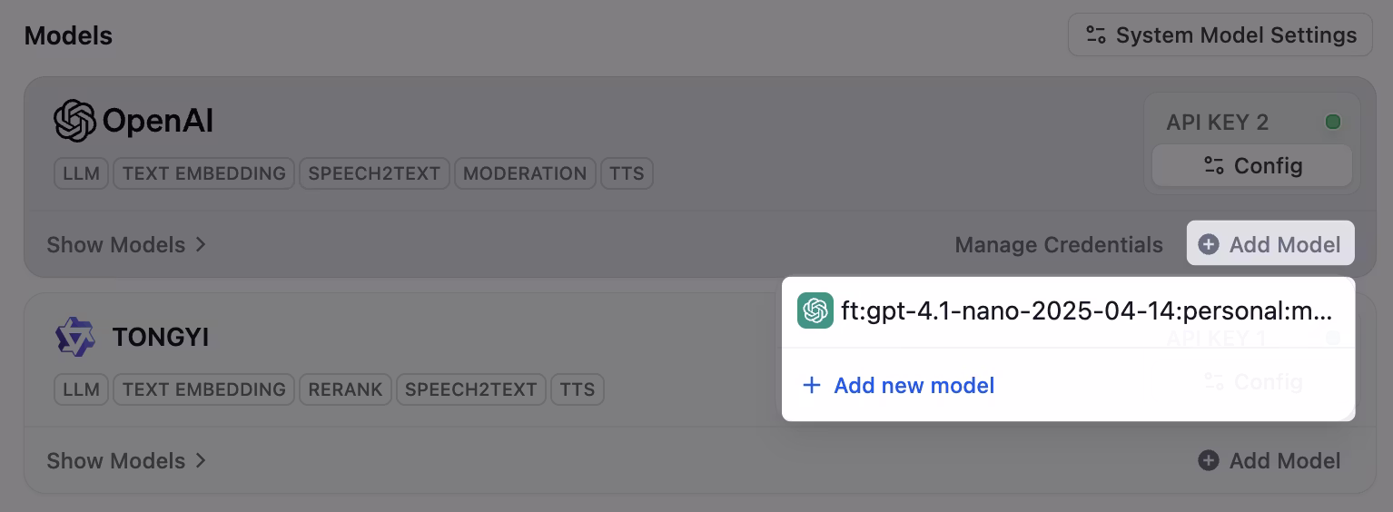 Removed models displayed for quick re-add