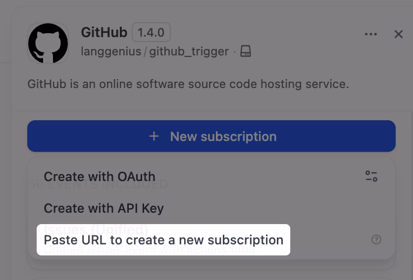Paste URL to Create a New Subscription