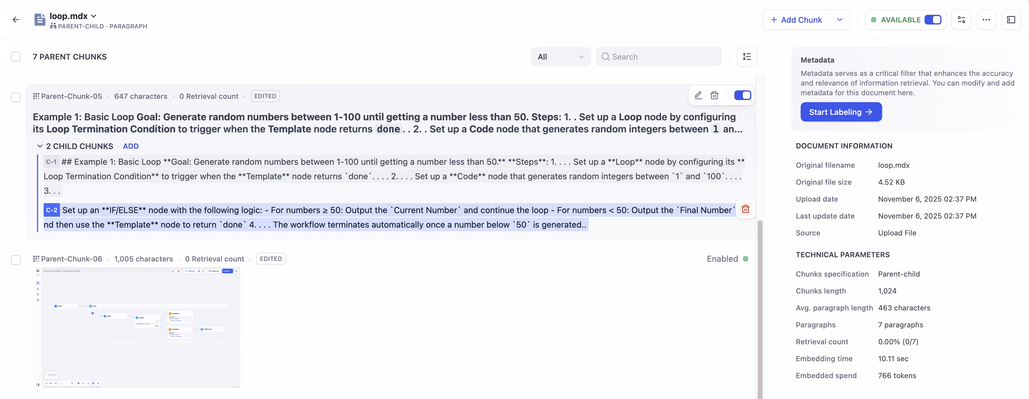 Manage Knowledge Chunks